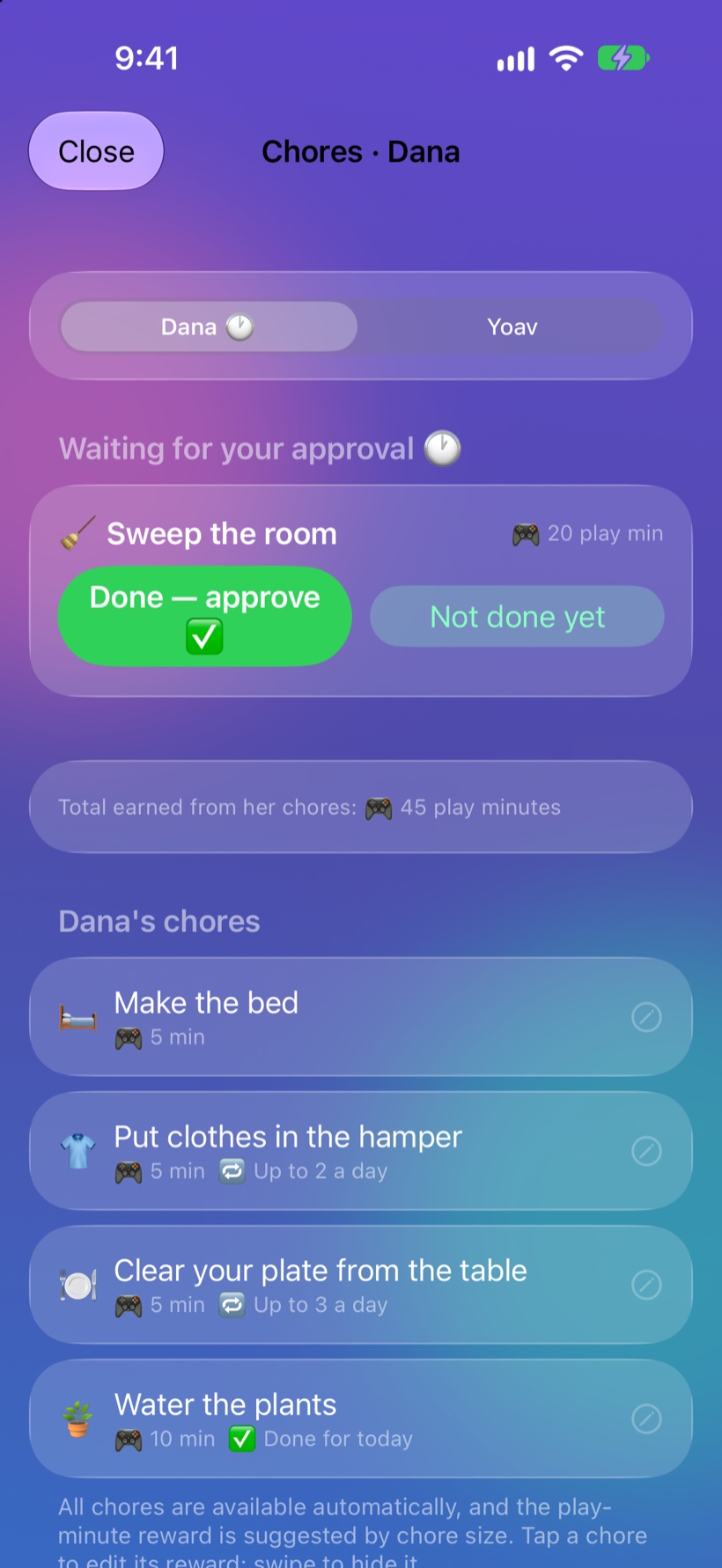 Chore approvals