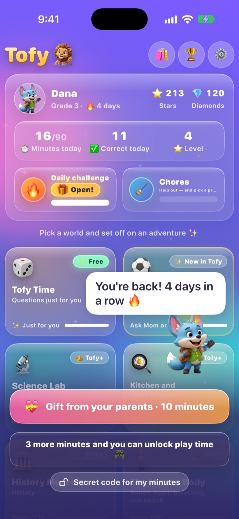 Your child's home screen